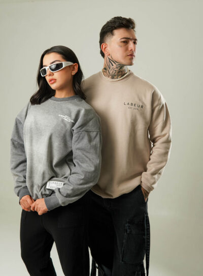 Crewneck basik gris y beige 1